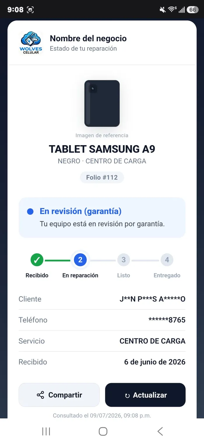 Equipo en revisión por garantía
